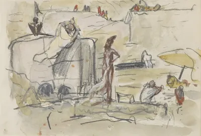 Badende Indiers Aan De Oever Van De Ganges