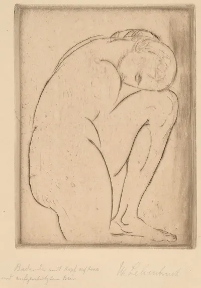 Badende Mit Kopf Auf Knie Bather With Her Head On Her Knee