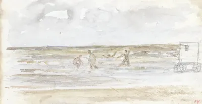 Baders In Zee En Een Strandkoets