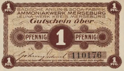 Badische Anilin Soda Fabrik 1 Pfennig Voucher
