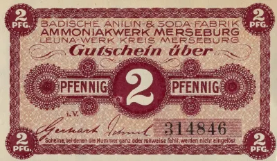Badische Anilin Soda Fabrik 2 Pfennig Voucher