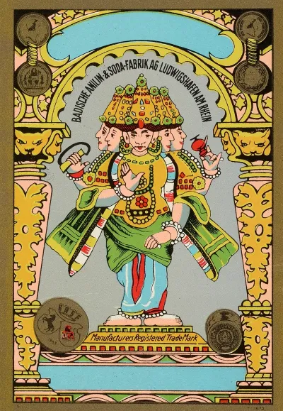 Badische Anilin Soda Fabrik Dye Label With Deity