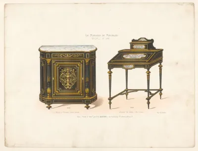 Bahut A Grands Coins Ronds Bureau De Dame Noir Et Ivoire