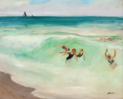 Baigneurs Dans La Vague