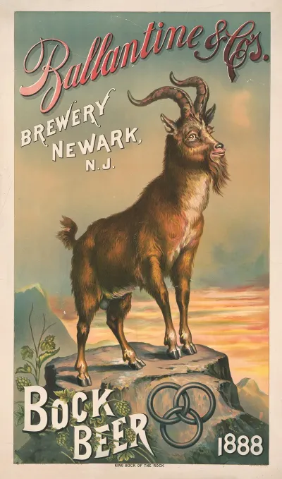 Ballatine Co S Brewery Newark N J Bock Beer 1888 King Bock Of The Rock
