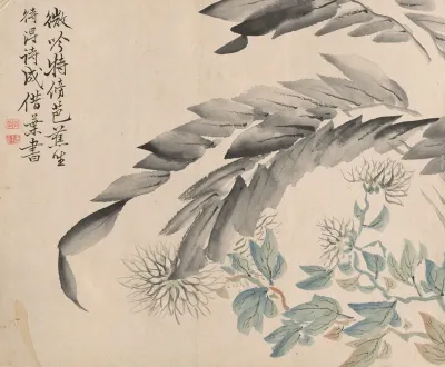 Banana Plant And Chrysanthemum