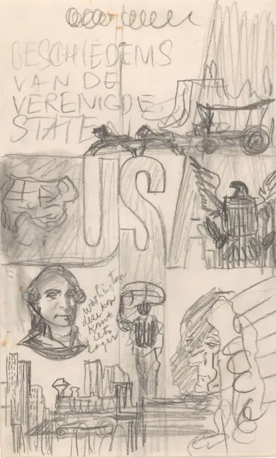 Bandontwerp Voor Andre Maurois Geschiedenis Van De Verenigde Staten 1964