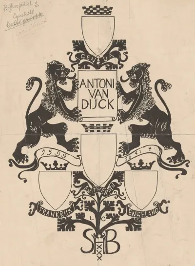 Bandontwerp Voor M C Nieuwbarn Antoon Van Dijck De Mensch En De Meester Twintig Photogravures Naar Zijne Meest Beroemde Werken 1903