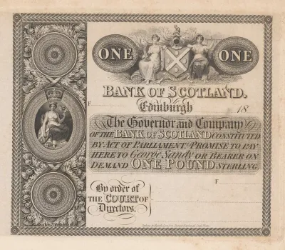Bank Of Scotland Edinburgh One Pound Sterling Note