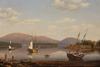 Bar Island And Mount Desert Mountains From Somes Settlement