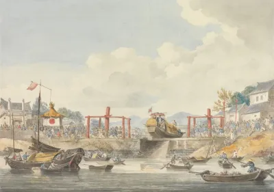 Barges Of The Embassy Being Raised From One Canal To Another On Their Way From Han Tcheou Foo To Tchu San 16 November 1793