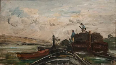 Barges On A River