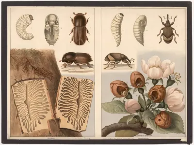 Bark Beetle Bostrychus Typographus Apple Blossom Weevil Anthonomus Pomorum