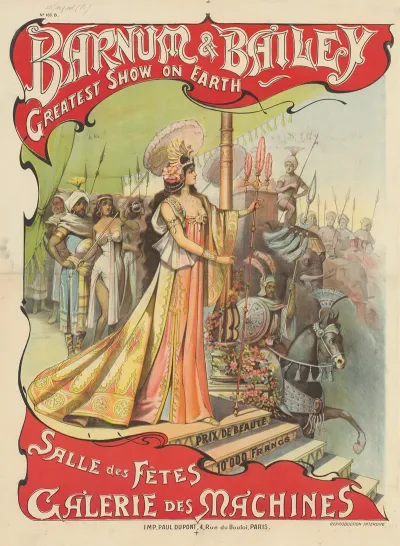 Barnum Bailey Greatest Show On Earth Prix De Beaute 10 000 Francs Salle Des Fetes Galerie Des Machines