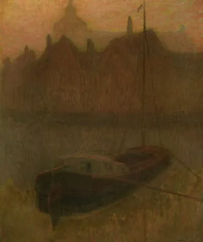 Barque Sur Le Canal Matin Boat On The Canal Morning