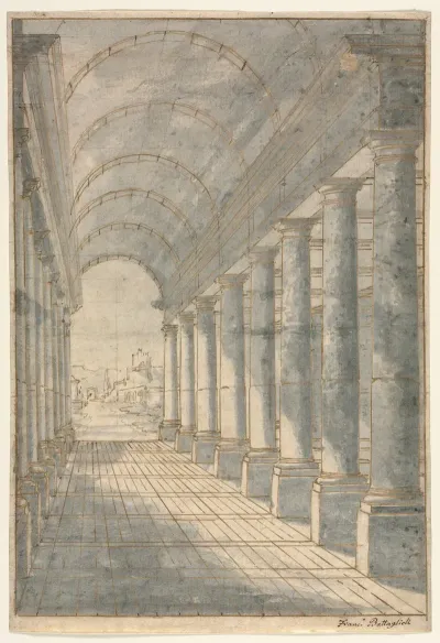 Barrel Vaulted Arcade Rendered In Perspective