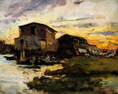 Bateau Lavoir Sur La Seine Aux Environs De Paris