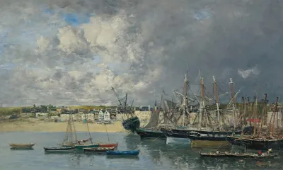 Bateaux A Lancre Dans Le Port Portrieux
