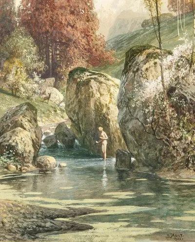 Bathers In A Mountain Brook