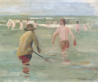 Bathing Boys With Crab Fisherman