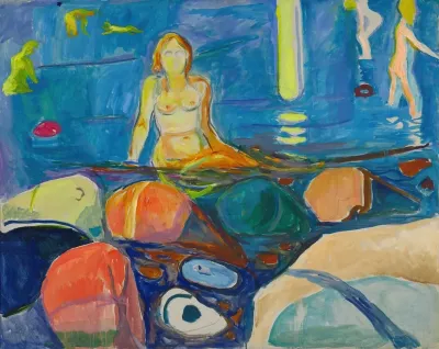 Bathing Woman And Children