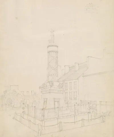 Battle Monument As Seen From The West Door Of City Hotel Baltimore