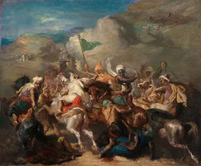 Battle Of Arab Horsemen Around A Standard
