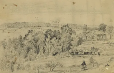 Battle Of The North Anna From The Hill Above Jerico Ford Showing Confederate Lines Union Line And Road To Jerico Ford Virginia