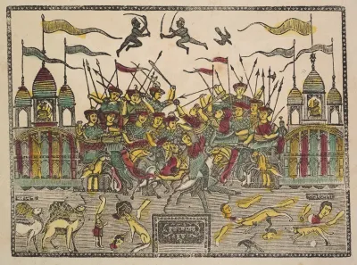 Battle Scene At Kurukshetra From The Mahabharata War