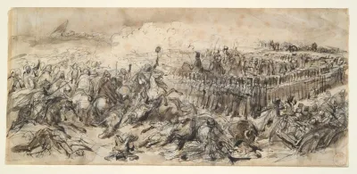 Battle Scene Study For The 2nd Light Cavalry Withstanding The Onslaught Of The Arabs
