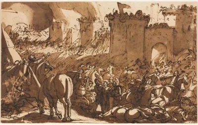 Battle Scene With A Fort