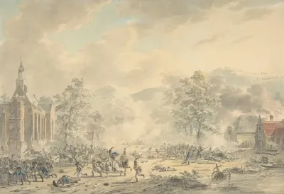 Battle Scene With Church At Left
