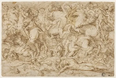 Battle Scene With Horses And Men