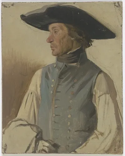 Bauer Mit Grosem Hut Und Blauer Weste 2