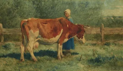 Bauerin Mit Kuh