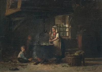 Bauerliches Kucheninterieur