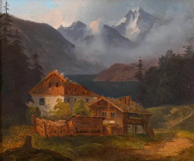Bauerngehoft An Einem Bergsee