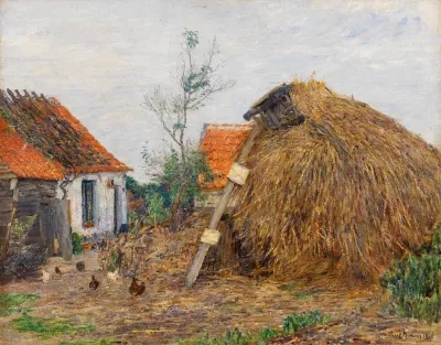 Bauernhof Mit Heuhaufen