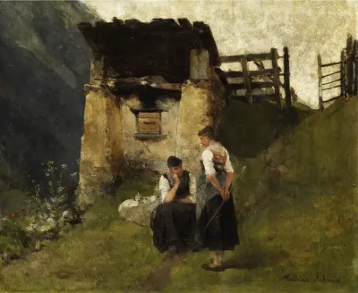 Bauernmadchen An Einem Kohlerofen