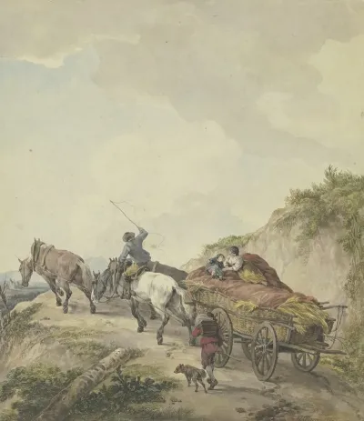 Bauernwagen In Bergiger Landschaft