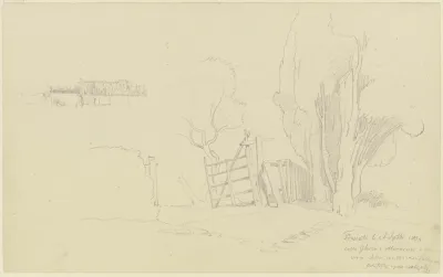Baumgruppe Und Gatter Bei Frascati Im Hintergrund Gebaude