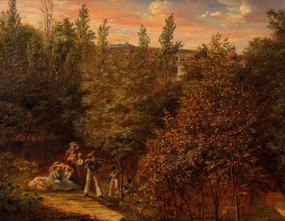 Baumlandschaft Mit Familie Und Kindern