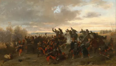 Bavarian And French Troops In The Turmoil Of Battle