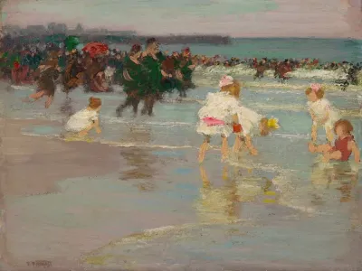 Beach Scene Or Sunday On The Beach 2