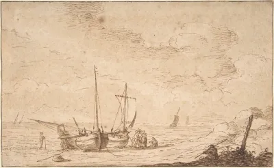 Beach Scene With Boats