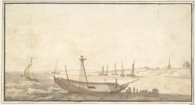 Beach With Ships Near Scheveningen