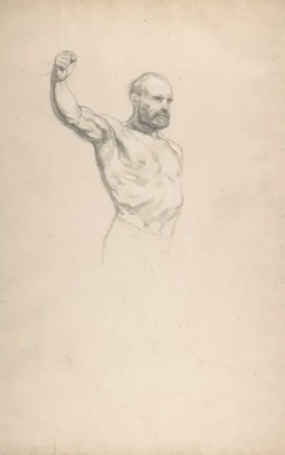 Bearded Bare Chested Male Figure Study For The Horse Fair