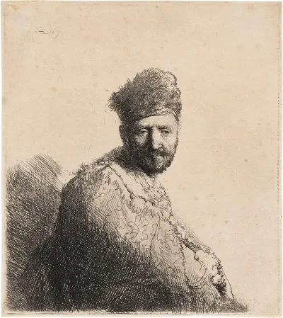 Bearded Man In A Furred Oriental Cap And Robe