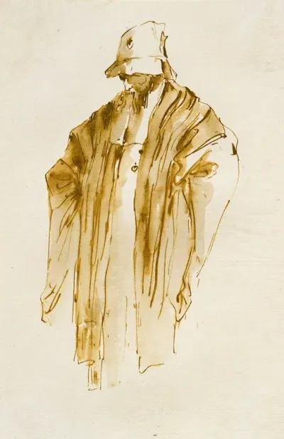 Bearded Man Looking Down To The Left