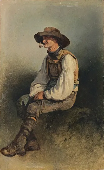 Bearded Man Smoking A Pipe